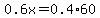 0.6x = 0.4*60