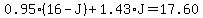 0.95%2A%2816-J%29%2B1.43%2AJ=17.60