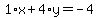 1%2Ax%2B4%2Ay=-4