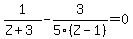 1%2F%28Z%2B3%29+-+3%2F5%28Z-1%29+=+0