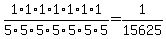 1/5 * 1/5 * 1/5 * 1/5 * 1/5 * 1/5 * 1/5 = 1/15625