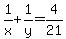 1%2Fx+%2B1%2Fy+=+4%2F21