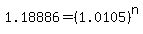 1.18886+=+%281.0105%29%5En