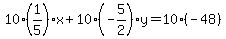 10%281%2F5%29x%2B10%28-5%2F2%29y=10%28-48%29