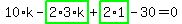 10%2Ak-highlight_green%28+2%2A3%2Ak+%29%2Bhighlight_green%28+2%2A1+%29-30=0