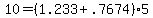 10+=+%281.233+%2B+.7674%29%2A5