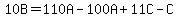 10+B+++=+110+A+-100+A+%2B+11C-C