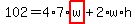102=4%2A7%2Ahighlight_red%28+w+%29%2B2%2Aw%2Ah