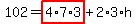 102=highlight_red%28+4%2A7%2A3+%29%2B2%2A3%2Ah