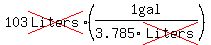 103cross(Liters)*(1gal/3.785cross(Liters))