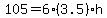 105=6%2A%283.5%29%2Ah
