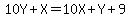 10Y%2BX+=+10X%2BY%2B9