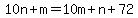 10n+%2B+m+=+10m+%2B+n+%2B+72