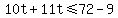 10t%2B11t%3C=72-9