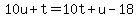 10u%2Bt=10t%2Bu-18
