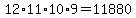 12%2A11%2A10%2A9+=+11880