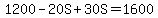 1200-20S%2B30S=1600