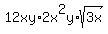 12xy*2x^2y*sqrt(3x)