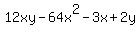 12xy-64x^2-3x+2y