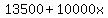 13500 + 10000x)(1+x) = 15569.75