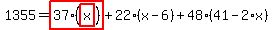 1355=highlight_red%28+37%2A%28highlight_red%28+x+%29%29+%29%2B22%2A%28x-6%29%2B48%2A%2841-2%2Ax%29