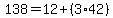 138=12+(3*42)