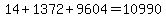 14+%2B+1372+%2B+9604+=+10990