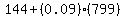 144+(0.09)(799))