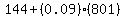 144+(0.09)(801)