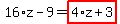 16%2Az-9=highlight_red%28+4%2Az%2B3+%29