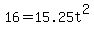 16=15.25t%5E2