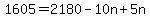 1605+=+2180+-+10n+%2B+5n