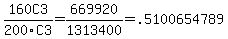 160C3/200C3 = 669920/1313400 = .5100654789