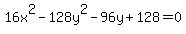 16x^2-128y^2-96y+128=0