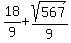 18%2F9+%2B+sqrt%28567%29%2F9