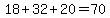 18+%2B+32+%2B+20+=+70