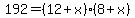192 = (12+x)(8+x)
