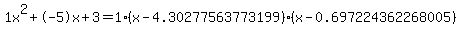 1x%5E2%2B-5x%2B3+=+1%28x-4.30277563773199%29%2A%28x-0.697224362268005%29