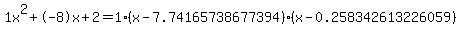 1x%5E2%2B-8x%2B2+=+1%28x-7.74165738677394%29%2A%28x-0.258342613226059%29