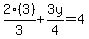 2%283%29%2F3+%2B+3y%2F4+=4