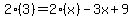 2(3)=2(x)-3x+9