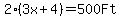 2%283x%2B4%29+=+500+Ft.