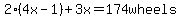 2%284x-1%29%2B3x=174wheels