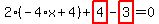 2%2A%28-4%2Ax%2B4%29%2Bhighlight_red%28+4+%29-highlight_red%28+3+%29=0