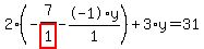 2%2A%28-7%2Fhighlight_red%28+1+%29--1%2Ay%2F1%29%2B3%2Ay=31