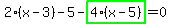 2%2A%28x-3%29-5-highlight_green%28+4%2A%28x-5%29+%29=0
