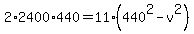 2%2A2400%2A440+=+11%2A%28440%5E2-v%5E2%29