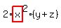 2%2Ahighlight_red%28+x+%29%5E2%2A%28y%2Bz%29