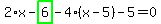 2%2Ax-highlight_green%28+6+%29-4%2A%28x-5%29-5=0