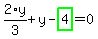 2%2Ay%2F3%2By-highlight_green%28+4+%29=0
